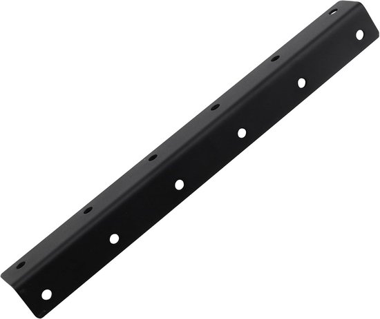 Hoekbeugels voor hout in roestvrij staal, L-vormige metalen hoekbeugels, 27.5 x 2.8 x 2.8 cm, zwart, inclusief schroeven, set van 8 stuks voor stevige bevestiging — afbeelding 3