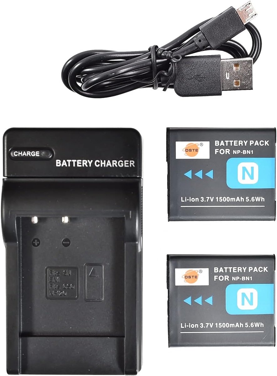 DSTE 2PCS NP-BN1 Battery and USB Charger compatible with Sony DSC-TX5, DSC-TX7, DSC-TX9, DSC-TX10, DSC-TX20, DSC-TX30 - ShopVlot