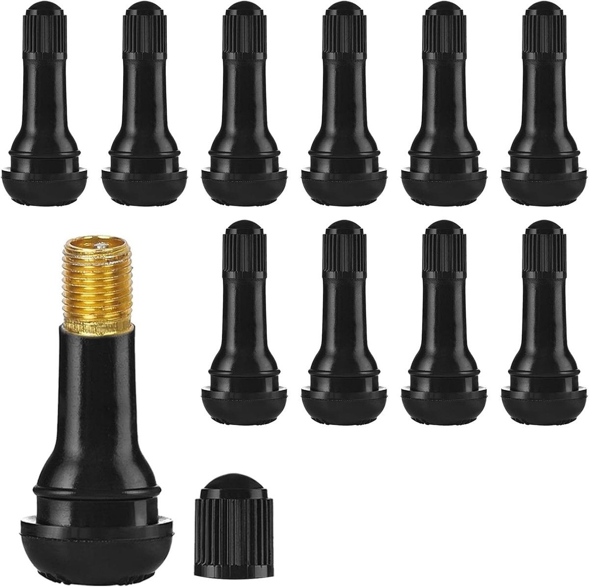 100 Stuks Tubeless TR414 Auto Bandenventiel Snap-in Rubber Ventielen voor Velgen, Geschikt voor Auto en Motorfiets (Zwart)
