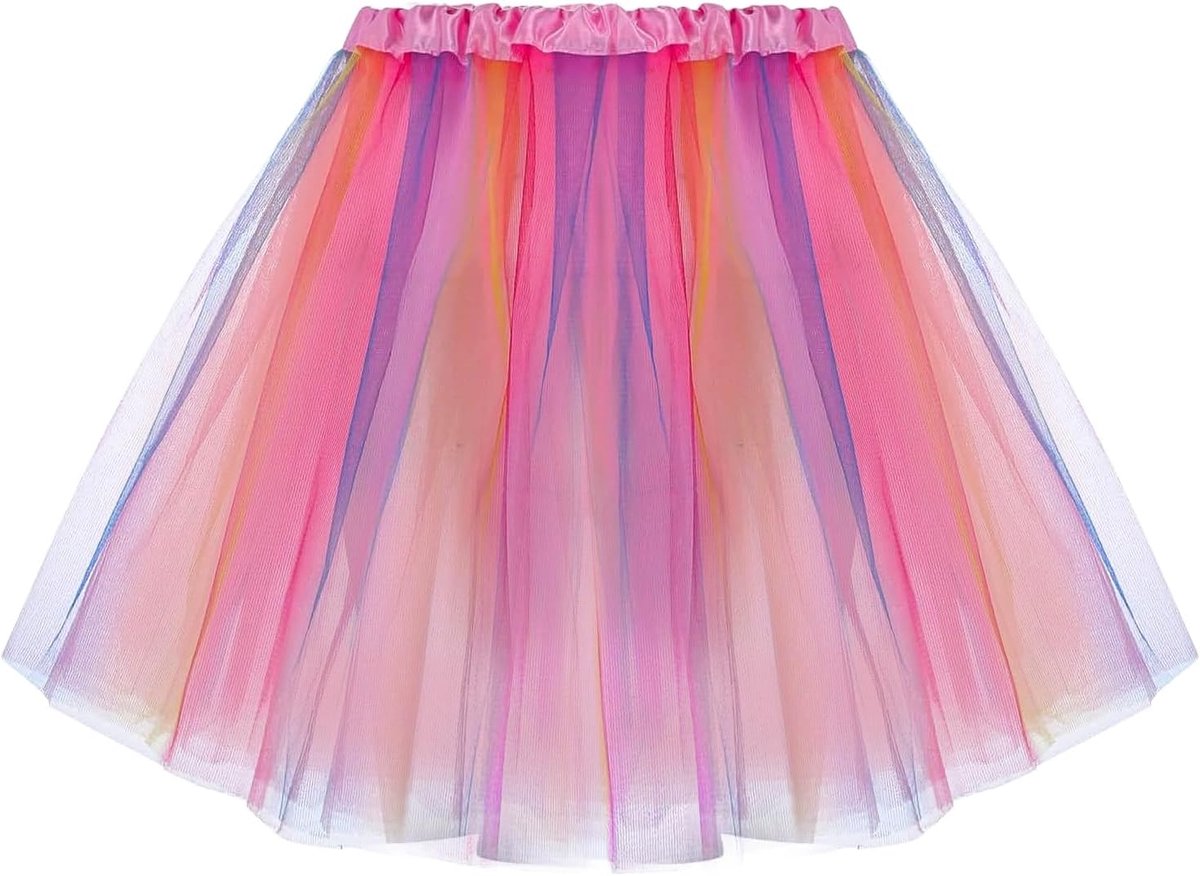 Women's Tulle Tutu Skirt Adult Ballet Dance Party Fancy Elastic Festival Dress for Halloween Carnival Party Costume, a - ShopVlot