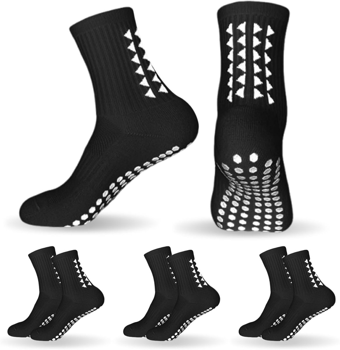 3 paar grip-sokken voor kinderen, ademend mesh antislip voetbalsokken sportsokken voor jongens, basketbal, Rugby,voetbal,6-12 jaar