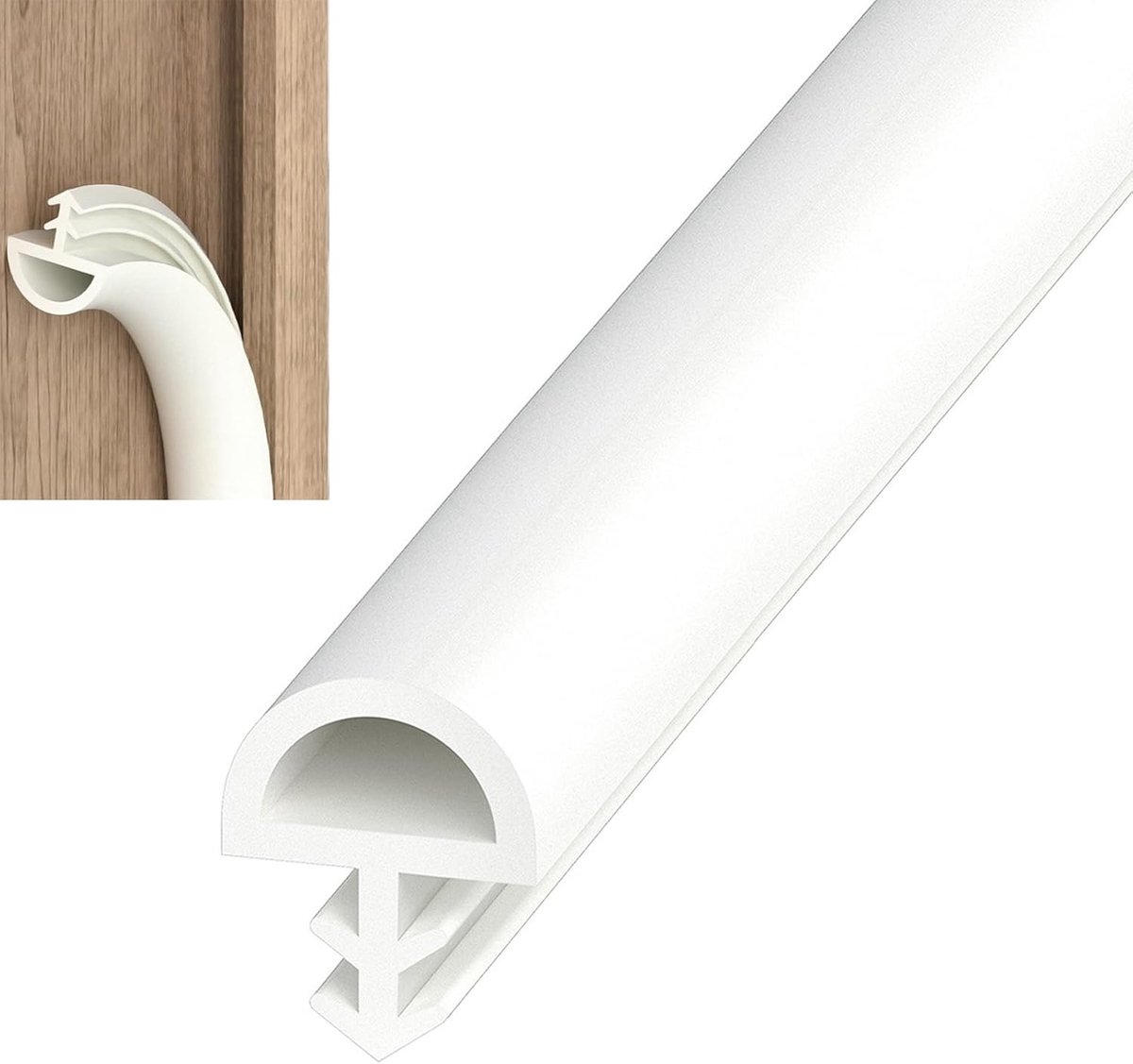 Deurafdichting voor geluidsisolatie, pvc, deurafdichting, 5 m / 10 m, afdichting voor kamerdeur, wind- en regenbestendig, kozijnafdichting voor geluidsisolatie, botsingsvermijding (wit, 8 x 5 mm x 10