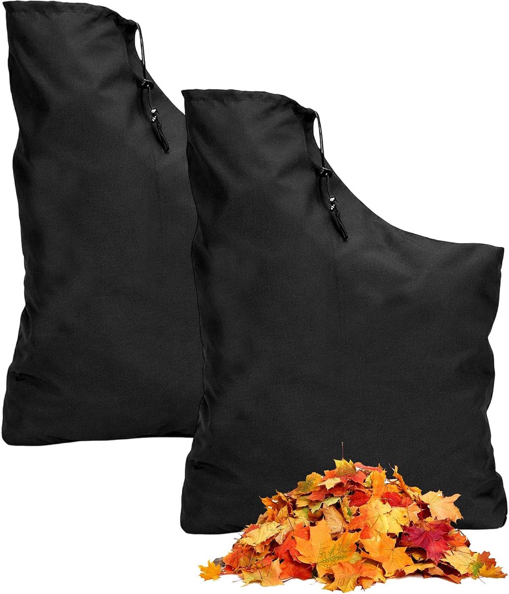 2 stuks opvangzakken voor bladblazer, universeel, 63 × 45 cm, Oxford-stof, 420D, waterdicht, slijtvast en scheurvast, voor tuin, gazon (zwart)