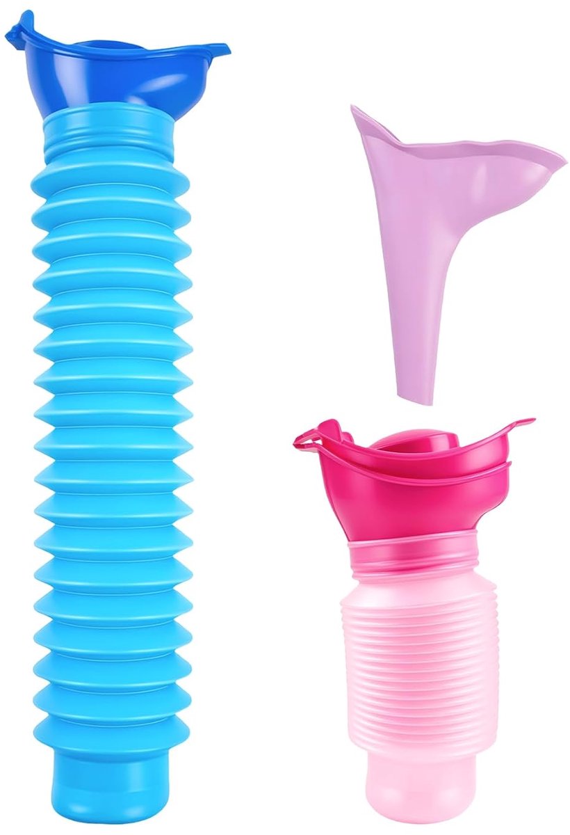 2 stuks urinefles van 750 ml voor onderweg en 1 plashulp voor vrouwen