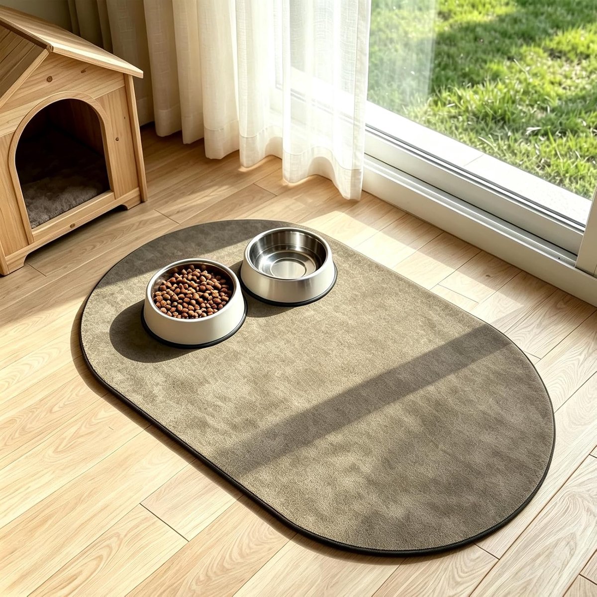 Kiezelgur voerbakmat hond & kat, antislip, 30 x 50 cm, blauw
