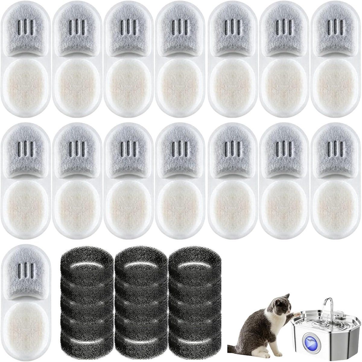 Filters voor kattenfontein, 15 stuks voor Apuk APFSS-3201 3,2 l fontein