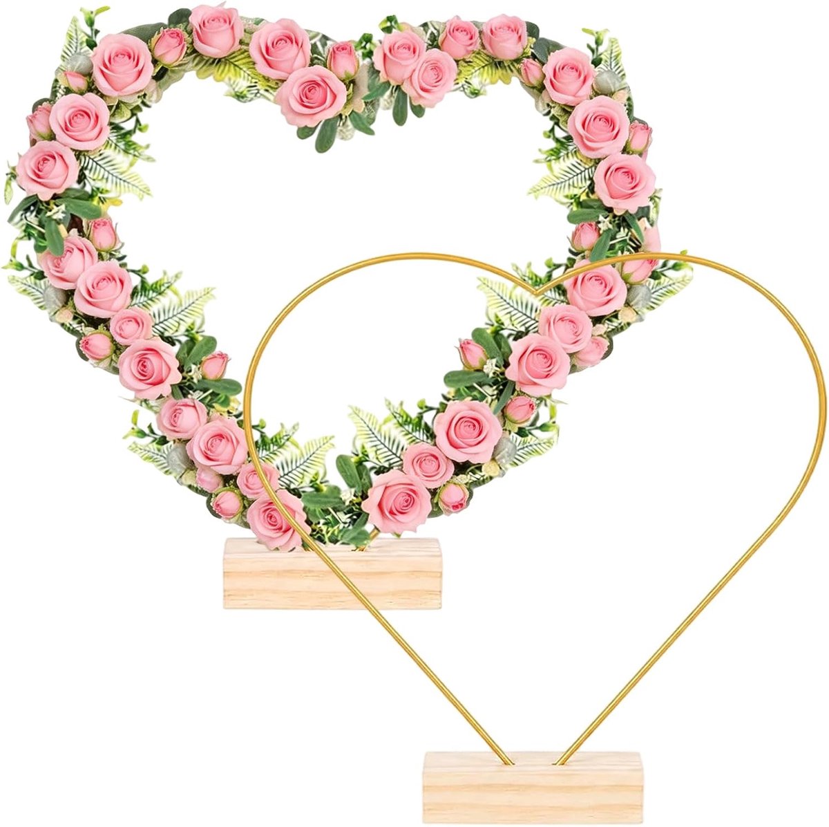 Ringen met houten standaard, set van 2 decoratieve