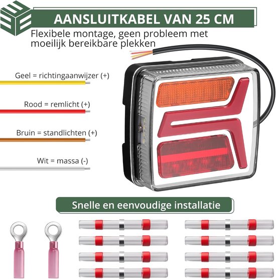 EYPINS 35 LED Rear Lights for Trailers, Wireless, IP67 Waterproof, 25cm Cable, 12V Tail Light Set for Trailers - ShopVlot — afbeelding 3