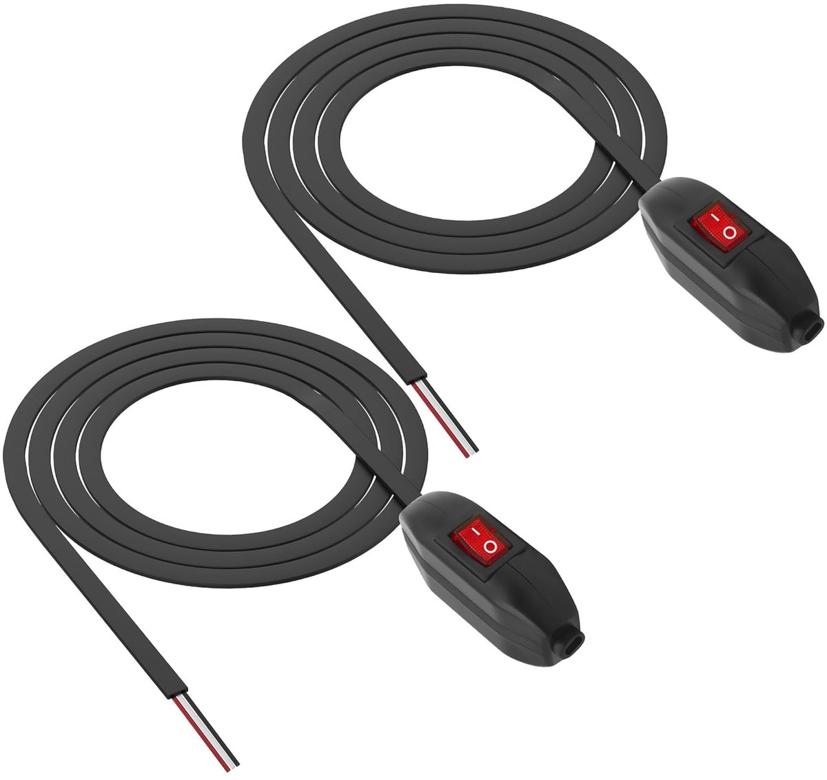 XMSJSIY 3A 12V 24V Inline Cord Switch On/Off Push Button Rocker Switch with Red Red LED for Lamp Connection - 0.7m - ShopVlot