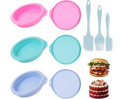6 Pieces Air Fryer Egg Pans, Baking Mould, Silicone Round Egg Mould, for Breakfast, Sandwiches, Cupcakes, Pink, Blue - ShopVlot