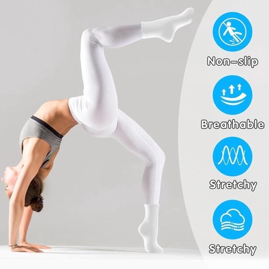 5 paar antislipsokken voor dames - gripsokken voor Pilates, yoga, dans en meer - wit - One size van Merkloos — afbeelding 3