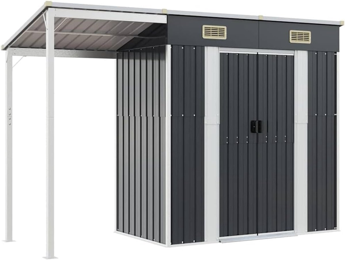 Tuinhuis met sleepdak antraciet 277x107x181 cm staal