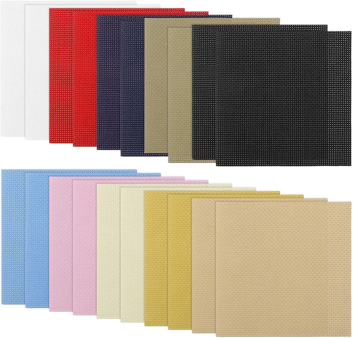 Lord of the Tools 20 Stks 11CT Kruissteek Stof DIY Kruissteek Doek voor DIY Art Craft Handwerk 10 Kleuren 100% Katoen 15x15cm/5,9x5,9 inch Vierkant Multicolor Handgemaakte Accessoires