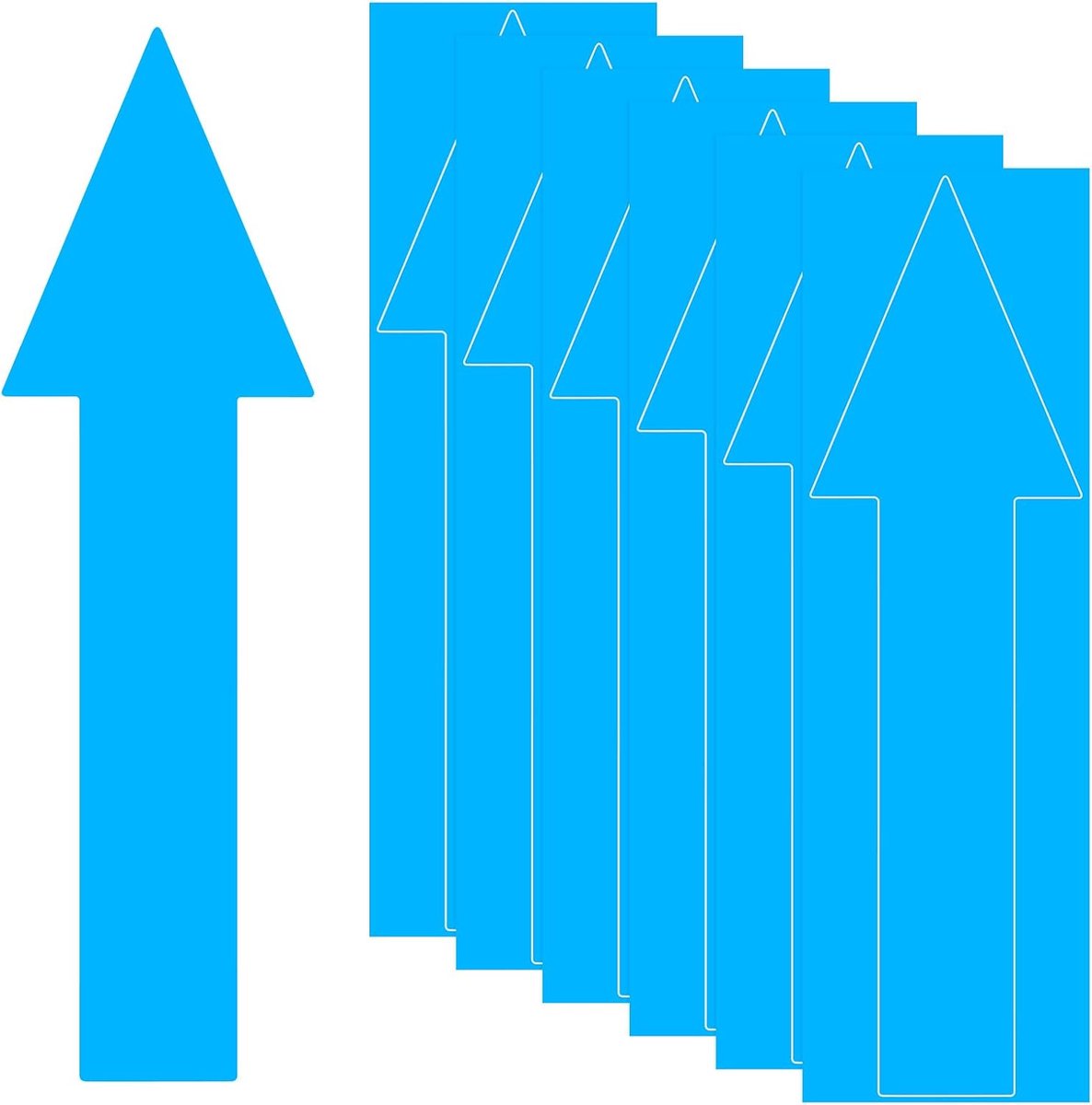 6 stuks pijlstickers, 300 x 90 mm, pvc, waterdicht, zelfklevend, richtingspijlen, verwijderbaar, directionele vloerstickers, stickers voor muurmarkering/verkeersbord [blauw]