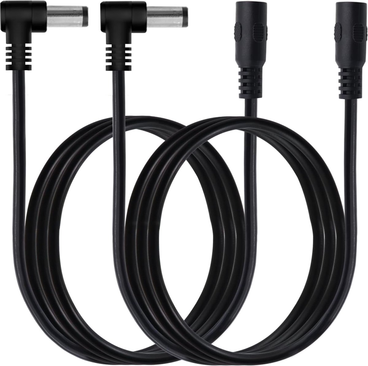 DC 5,5 mm x 2,1 mm netkabel 90 graden - 12 V/24 V verlengkabel - 16 AWG voor beveiligingscamera - 2 stuks 100 cm - ShopVlot