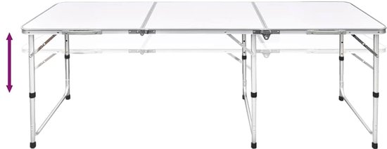 vidaXL - Campingtafel - inklapbaar - en - verstelbaar - in - hoogte - aluminium - 180 - x - 60 - cm van Merkloos — afbeelding 3