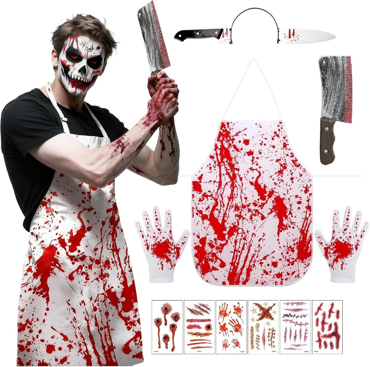 Halloween-kostuums voor mannen, horror bloedige schort, volwassenen, eenheidsmaat, voor cosplay, Halloween