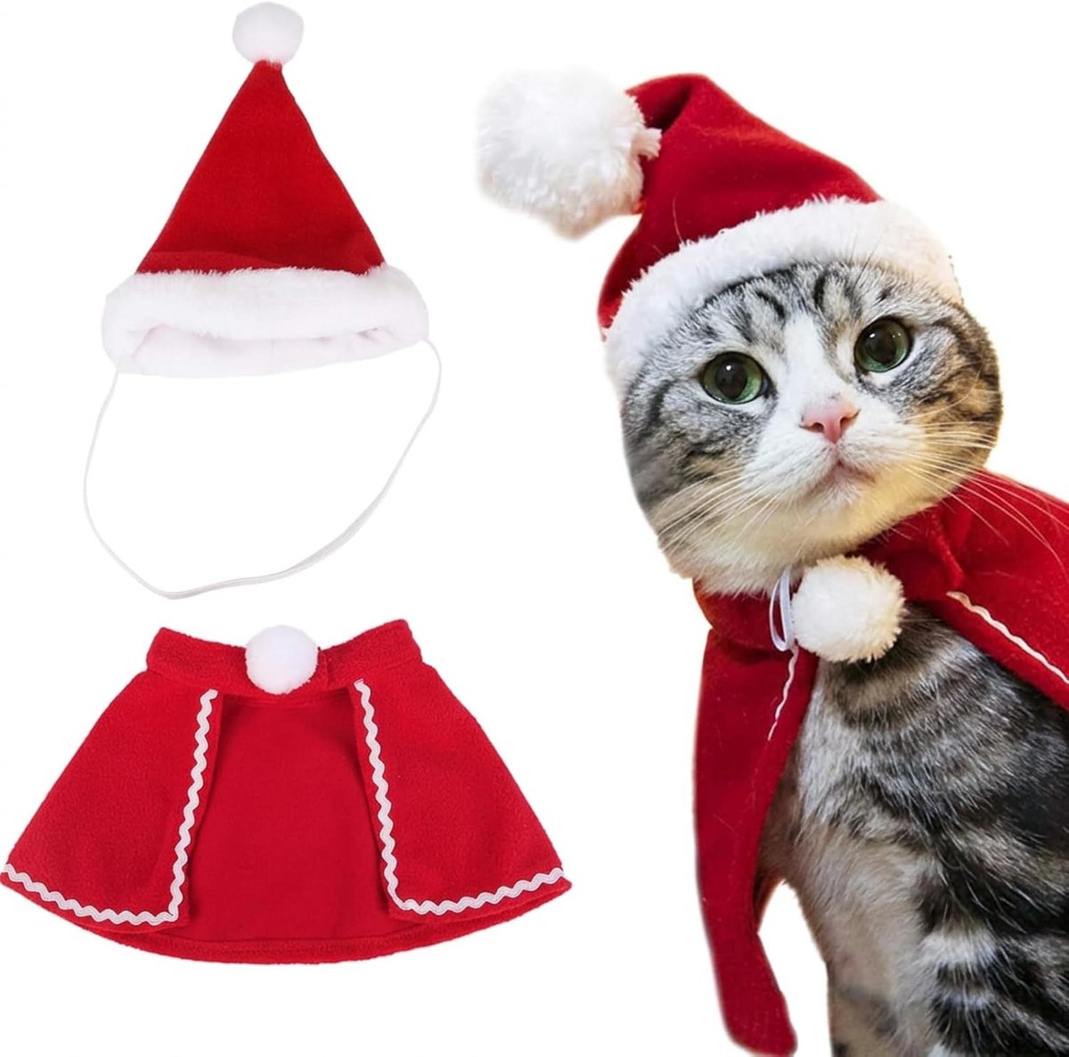 Hond Kerst Outfit Kerst Huisdier Kostuums Verstelbare Kerst Mantel en Hoed Kerst Kostuum Voor Kat Puppy Gift
