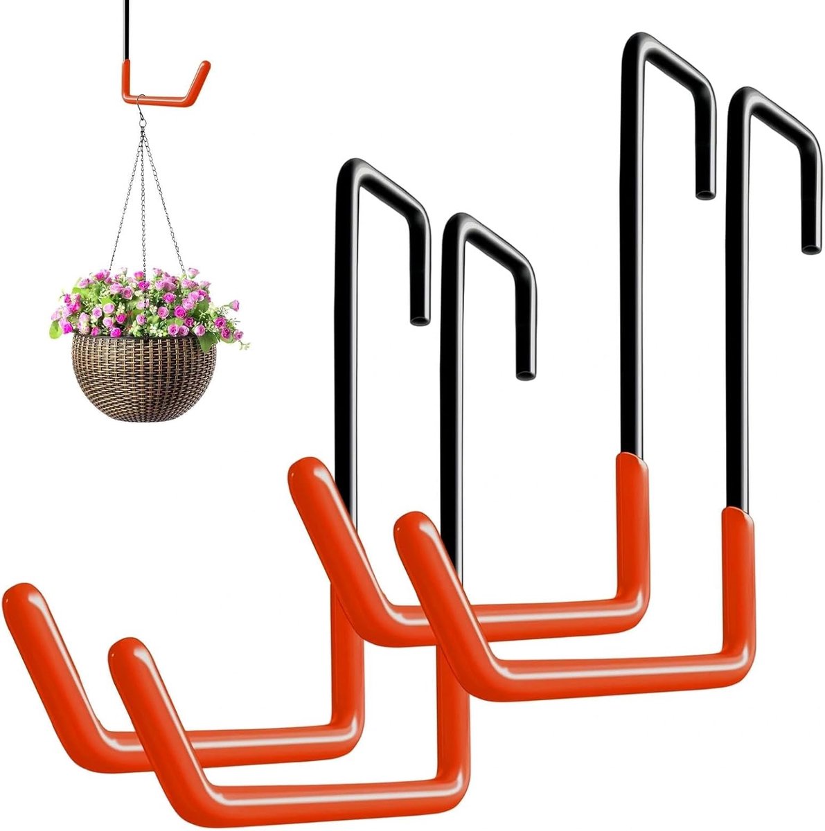 SnelShoppen - Set van 4 S-vormige Fietshouders met Dip Coating voor Fietsen, Bloempotten, Tuingereedschap en Ladders - Stabiele IJzeren Constructie