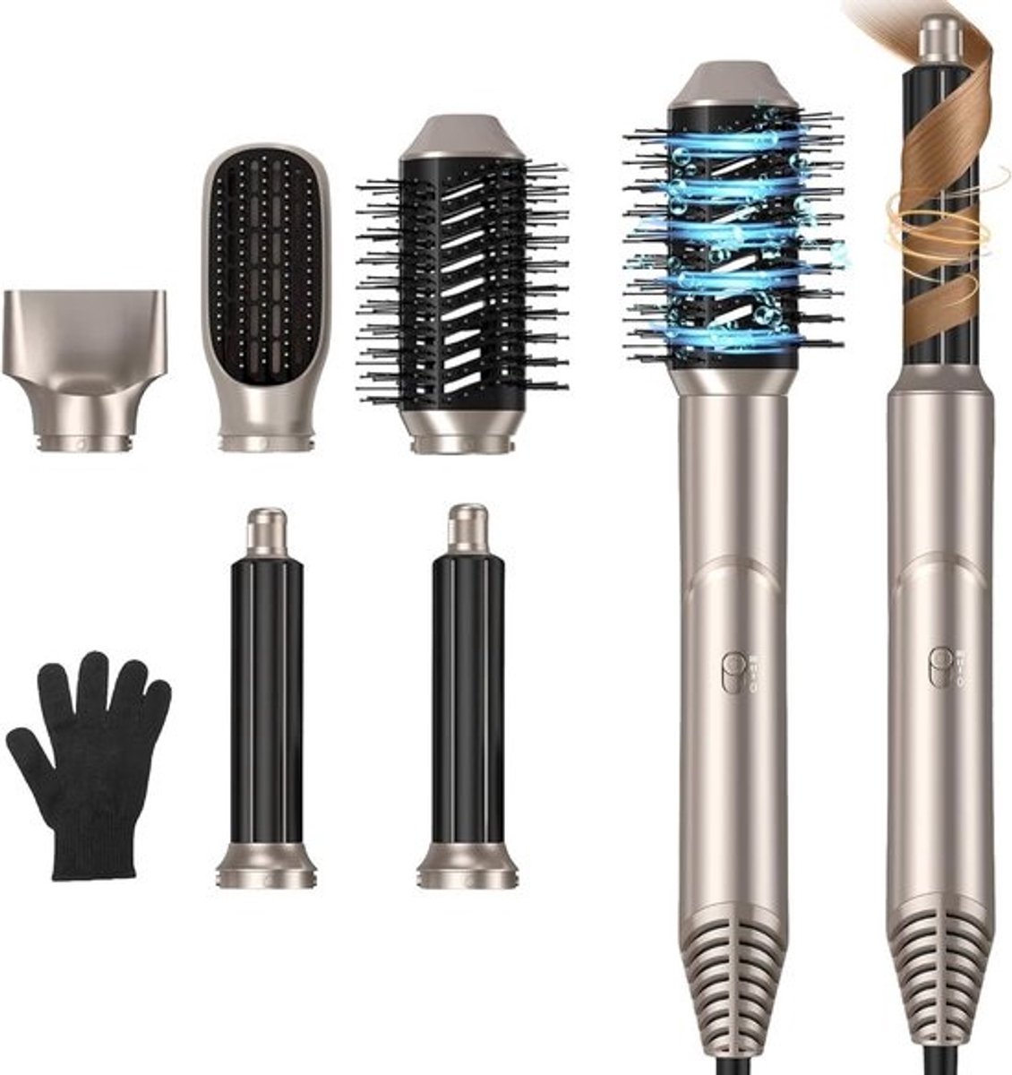 5-in-1 Föhnborstel - Ionische Technologie - Voor stijl, krul en volume