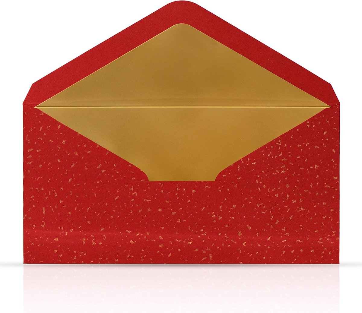 10 enveloppen rood met goud metallic voering 110 x 220 mm voor wenskaarten kerst cadeaubon vouchers uitnodiging