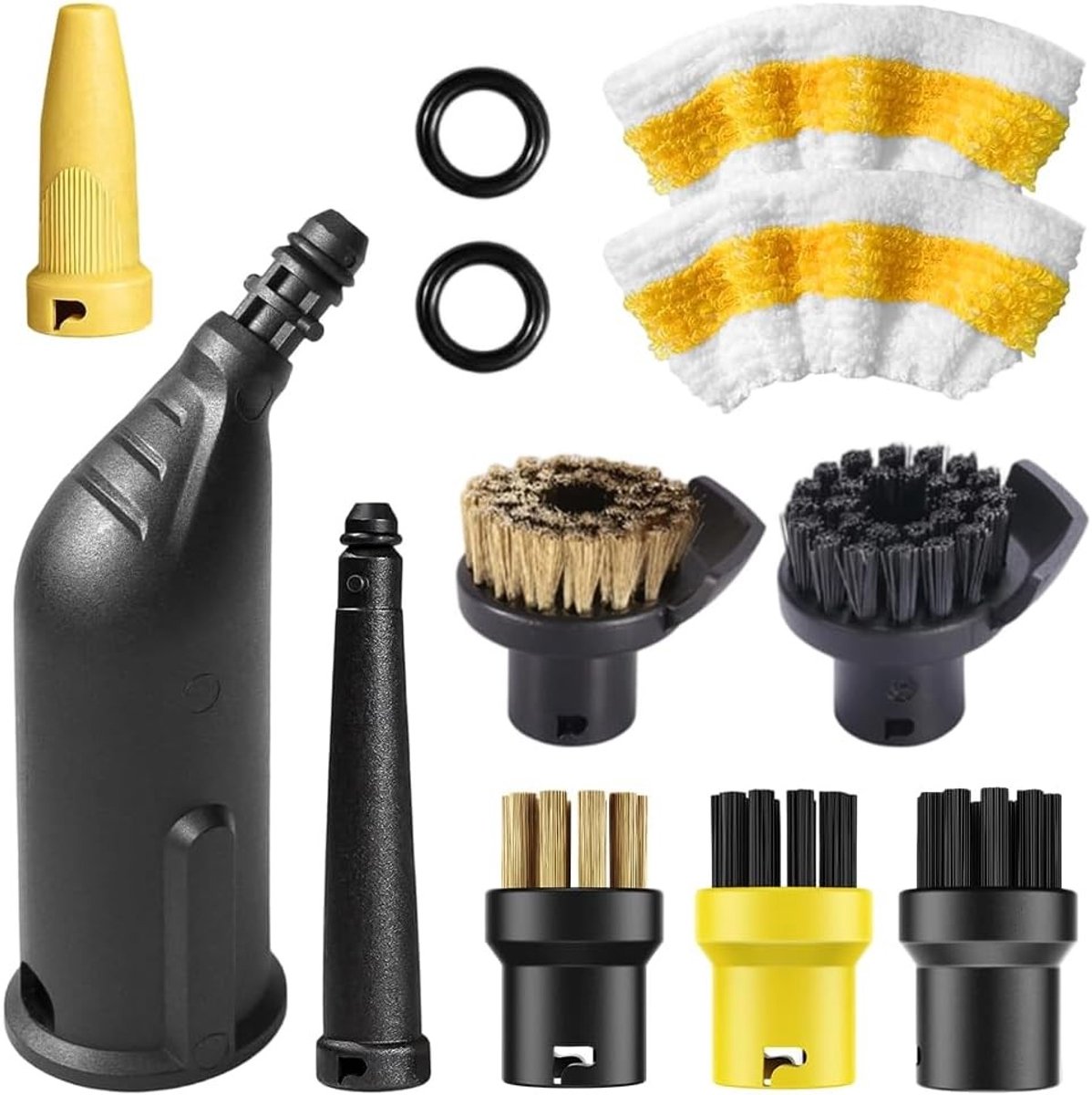 Set van 12 Stoomreinigers, Accessoires voor Stoomreinigers, Handgereedschap met Verlengd Mondstuk, Gebogen Mondstuk en Borstels voor Effectieve Reiniging