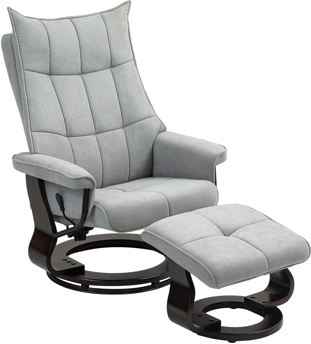 Homona Relaxfauteuil met hocker - Verstelbare rugleuning - Draaibaar met schommelfunctie - 81 x 87 x 113 cm - Grijs