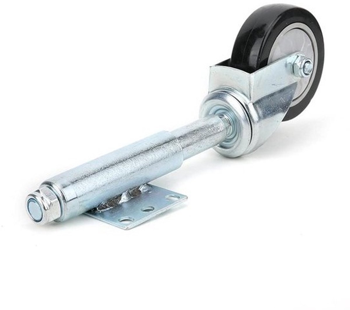 Veerbelast deurveerwiel 4 inch PVC zwart, draagvermogen 120 kg