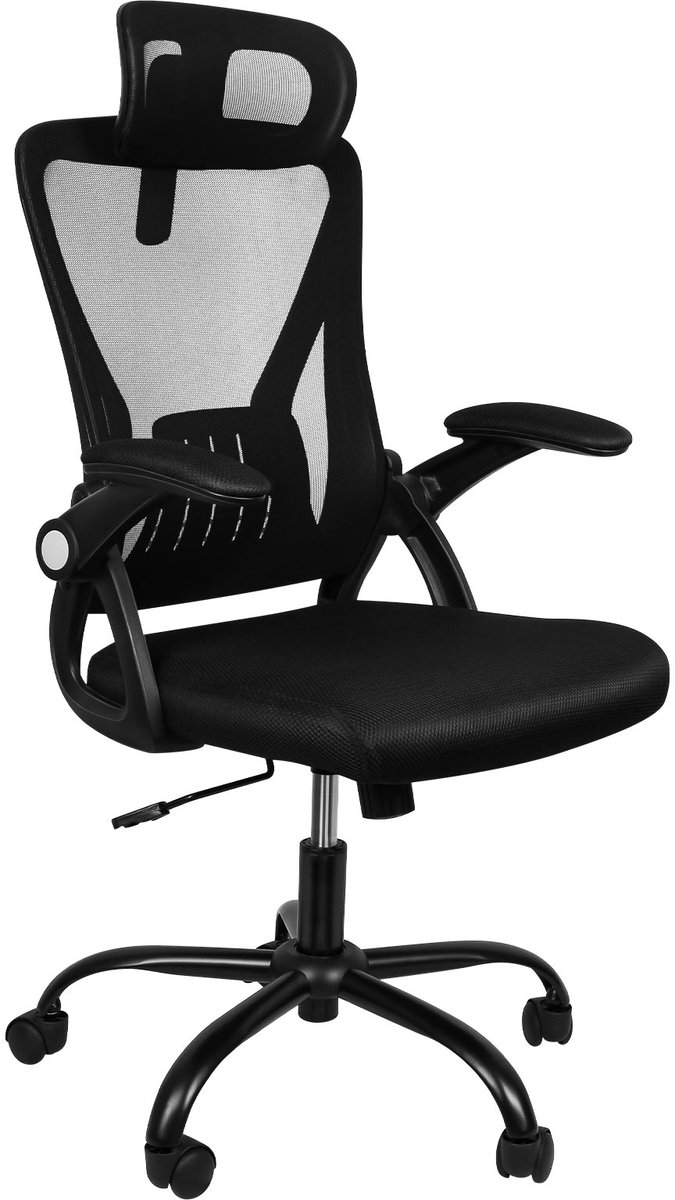 PIPIPOXER Bureaustoel - Ergonomische Bureaustoel - Bureaustoelen voor Volwassenen tot 120kg - Computer Stoel-Lendensteun - Gamestoel-Zwart