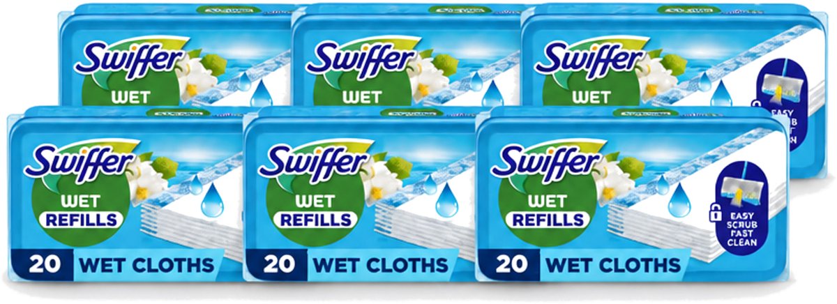 6 x Swiffer - Vloerdoekjes – Morning Fresh – 20 doekjes - Voordeelverpakking - 6 stuks