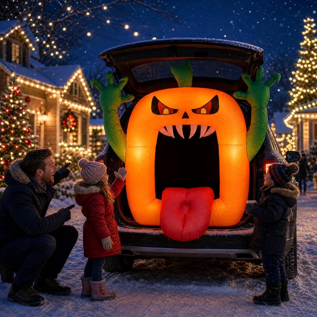 Opblaasbare Pompoen 180cm met 6 LEDs - Halloween Decoratie Auto Tuin