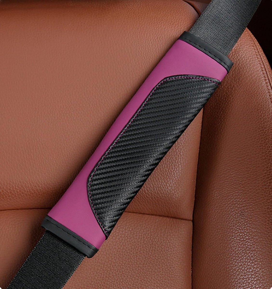 2 Stuks Auto Veiligheidsgordels Schouderkussens voor Benz EQS (X296 V297) EQV (B. 447), Comfort Zitgordel Bekleding Beschermt Hals Schouder Interieur Accessoires, - Paars