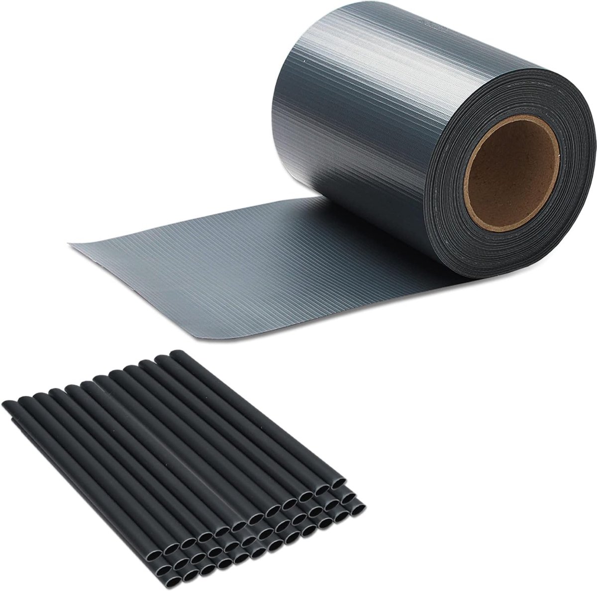 Stroken PVC dubbelstaafmatten set van 3 - 3 rollen á 35m x 19cm incl. 90 bevestigingsclips, hekfolie inkijkbescherming windscherm - antraciet