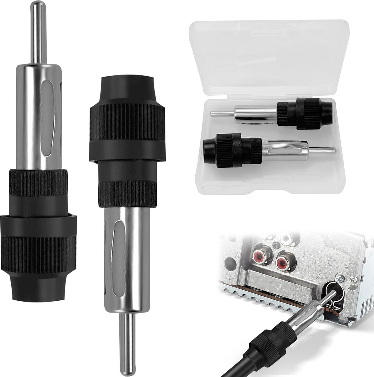 2 stuks autoradio antenne-adapter, autoradio antenne-aansluiting, DIN-aansluiting, compatibel met voertuigkop