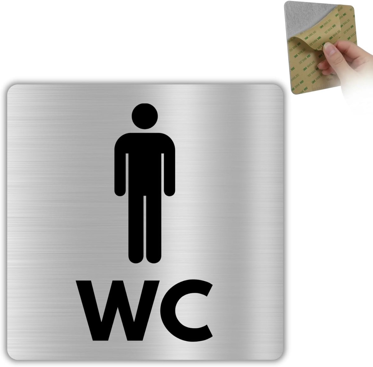 Pijlbord - 12x12 cm - Aluminium - Richtingaanwijzer WC | Plaat Herentoilet Mannen, Aanduiding Sanitair Wasruimte, Wandbord Urinoir Toiletruimte, Zelfklever Toilet Pijlteken