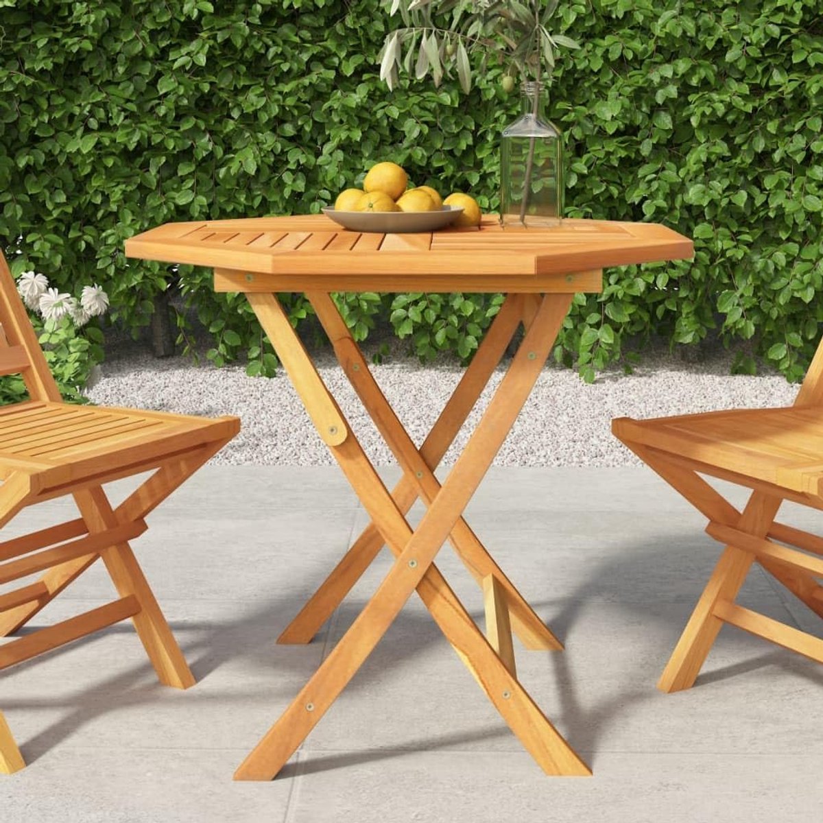 Tuintafel, 85 x 85 x 76 cm, teak, massief hout, loungetafel, balkon, eettafel, buitentafel, patiotafel voor tuinen, terrassen, balkons