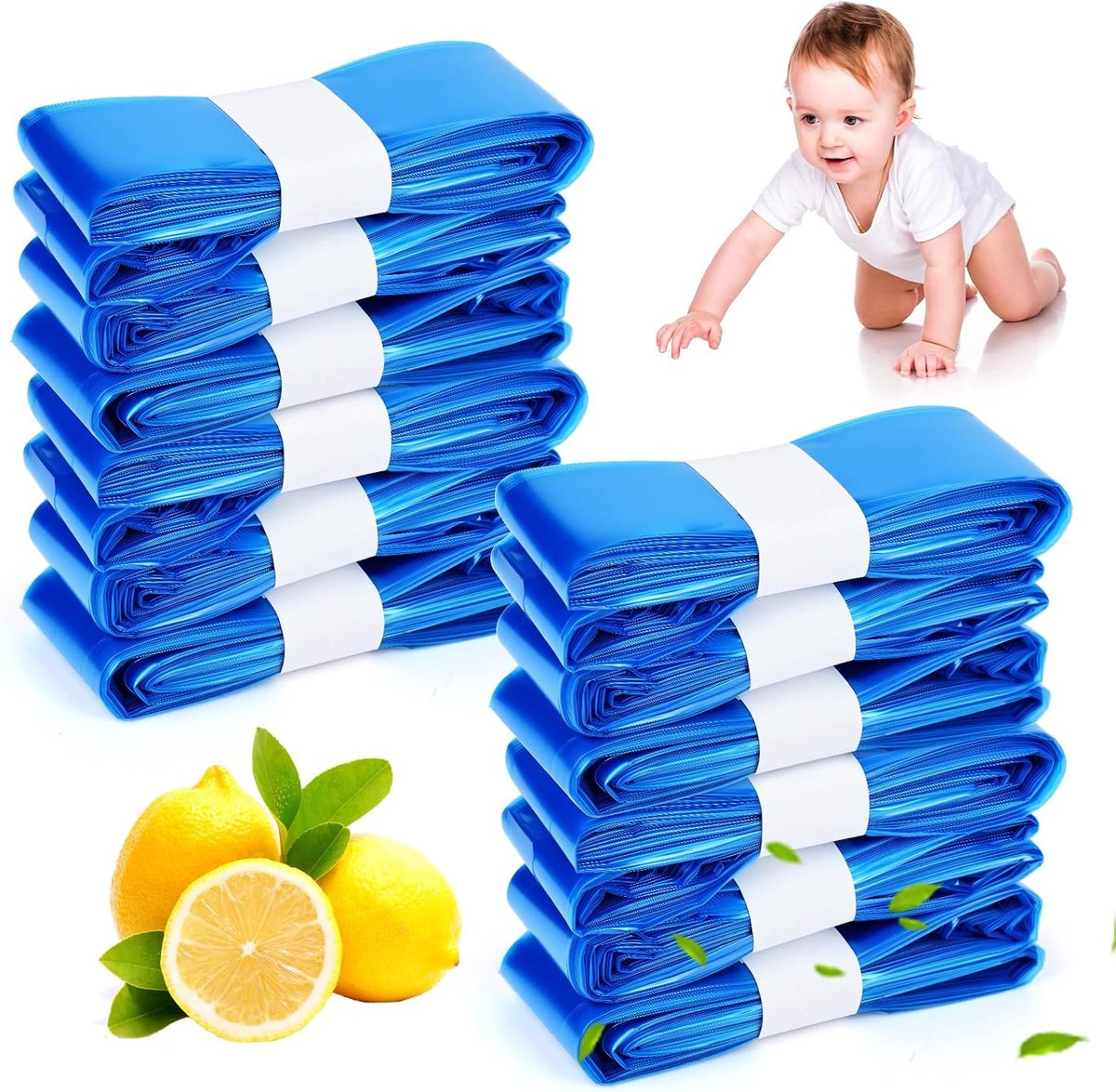 12 stuks luieremmer, navulcassettes, 4,5 m luieremmer, navulzak, navulfolie, luieremmer, compatibel met Tommee Tippee, Angelcare, LitterLocker, Spross, Littycat