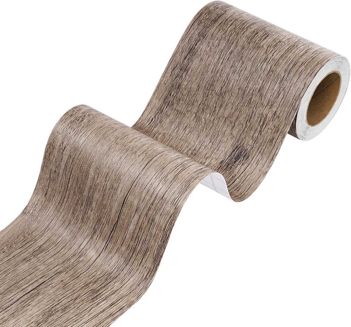 Zelfklevende rand in houtlook, lichtbruin, 7,6 cm x 500 cm, houtnerf, pantsertape voor zachte plint, waterdicht, spiegelframe, sticker, houtnerf, reparatie voor deuren, muren