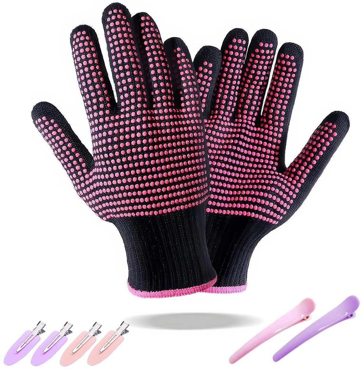 Hittebeschermende handschoen haarstyling anti-verbranding anti-slip vuurvaste handschoenen PVC dubbelzijdige parel permanent krultang stijltang hoge temperatuur bestendig, met 6 clips