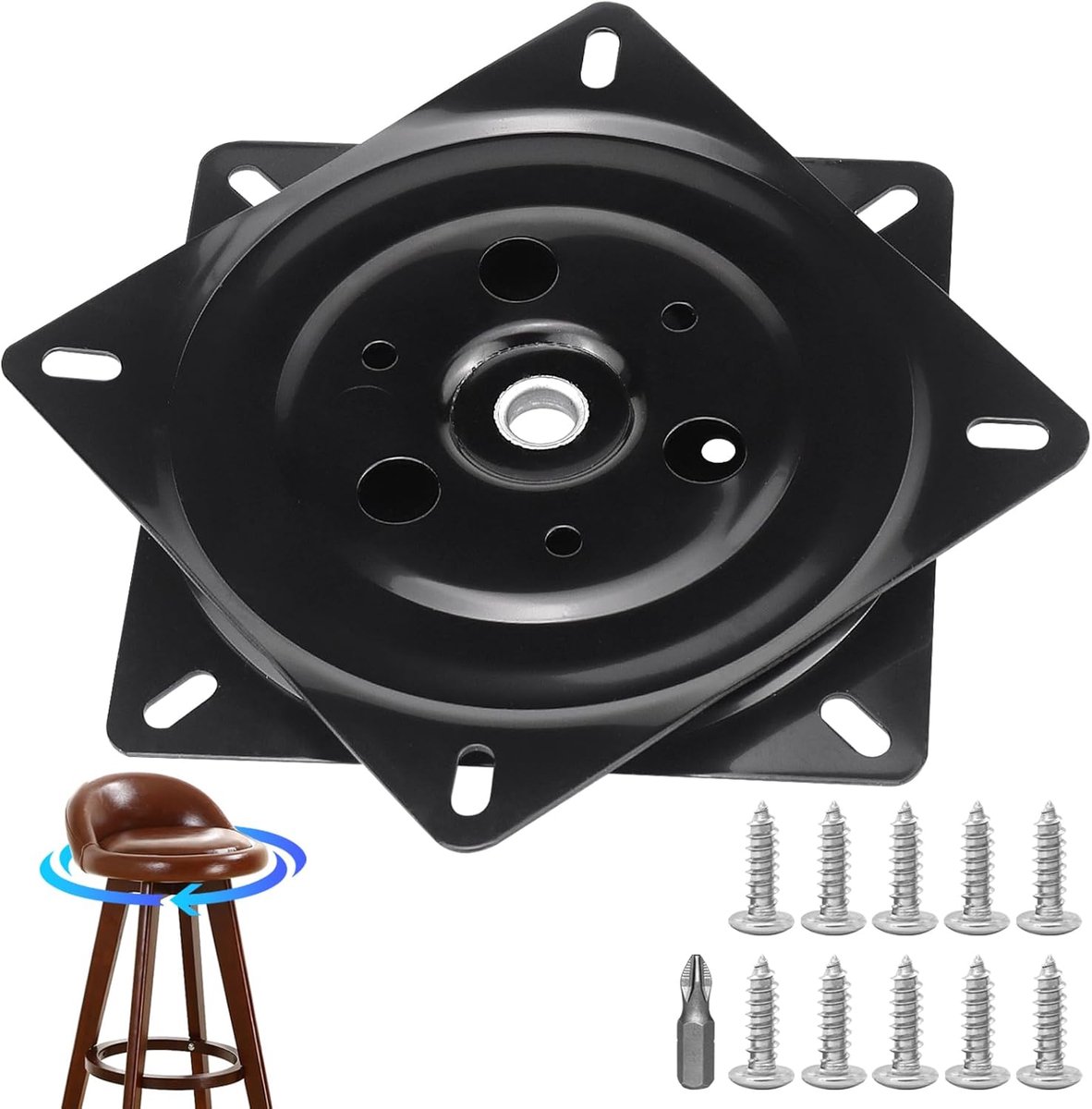 Swivel Hardware 360° Swivel Plate, Heavy Load Ball Bearings, 149 x 149 x 15 mm Square, 150 kg Load Capacity for - ShopVlot