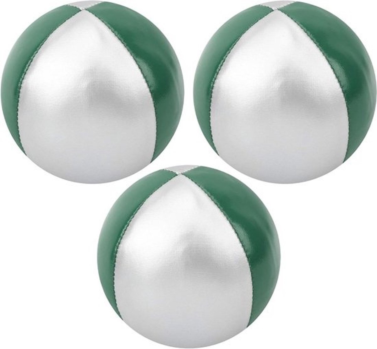 Set jongleerballen - Zachte werpballen - Behendigheid oefenen - Vier verschillende soorten - 63 cm doorsnee - Groen zilver