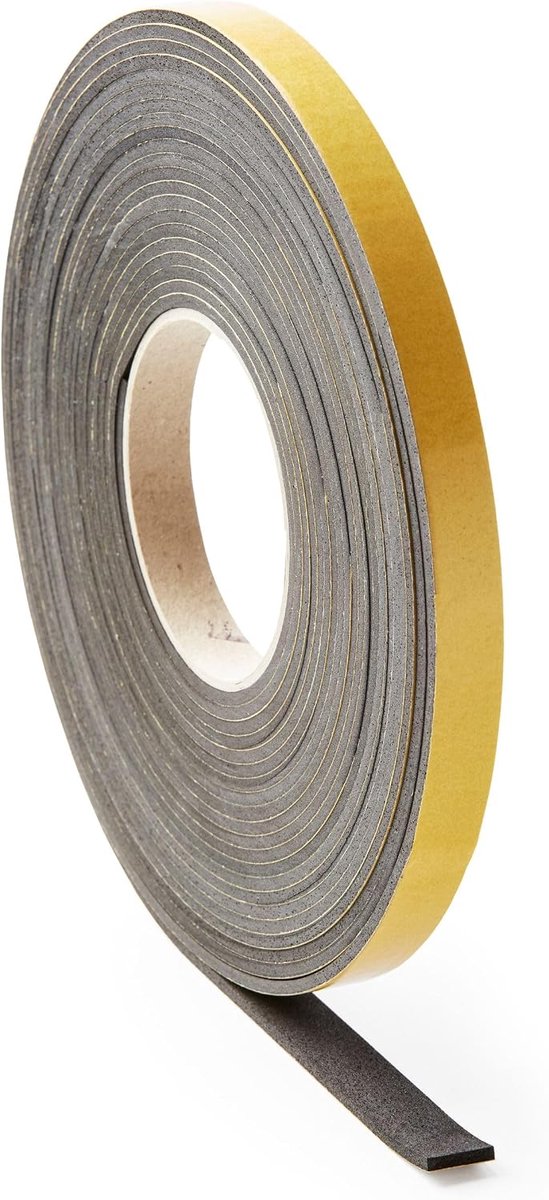 Tochtstrip voor ramen en deuren, zwart, 6 x 10 mm - zelfklevende afdichting om zelf te maken - afdichtingsstrip 10 m voor deuren en ramen - gepantserde deurafdichting