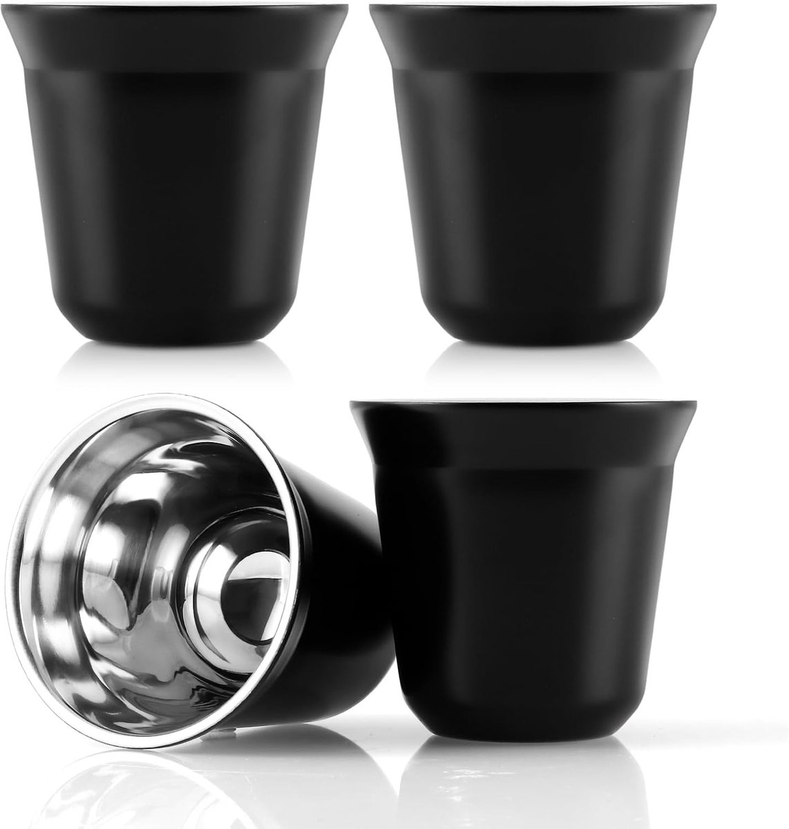 4 x 80 ml dubbelwandige geïsoleerde koffiekopjes theekopjes
