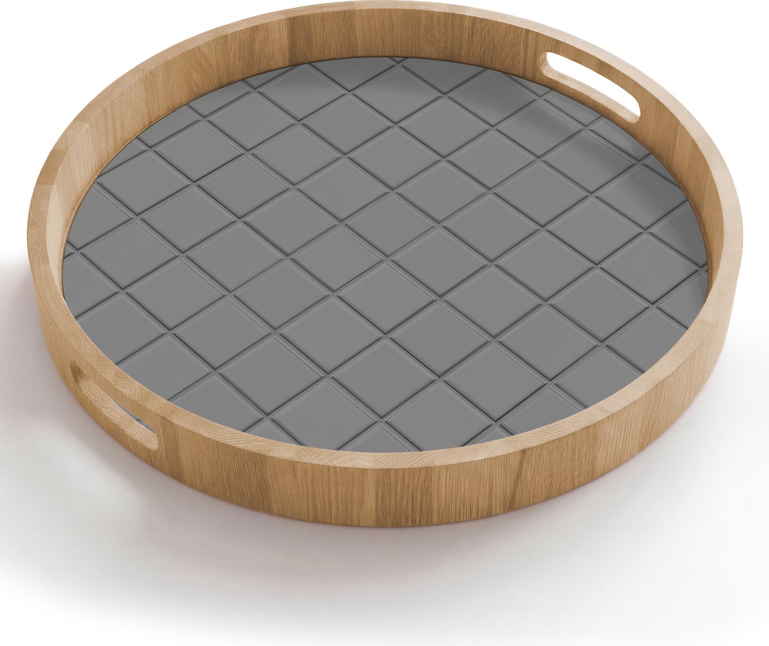 Dienblad rond 50x50 cm - Schootdienblad hout - Modern - Patroon - Grijs - Borrelplank rechthoek - Plateau houten dienbladen