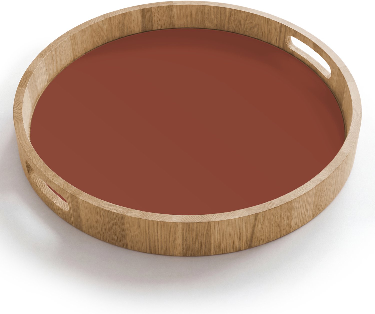 Dienblad rond 40x40 cm - Schootdienblad hout - Burnt - Mahogany - Terracotta - Borrelplank rechthoek - Plateau houten dienbladen