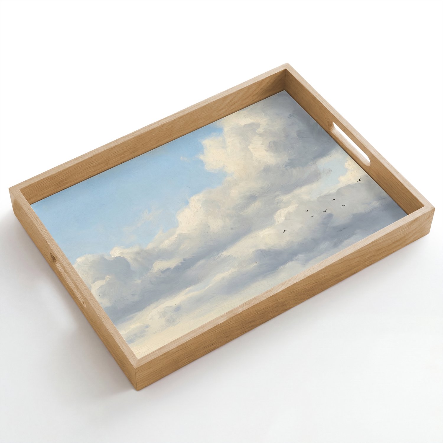 Dienblad hout 50x35 cm - Schootdienblad - Lucht - Wolken - Natuur - Klassiek - Blauw - Borrelplank rechthoek - Plateau dienbladen