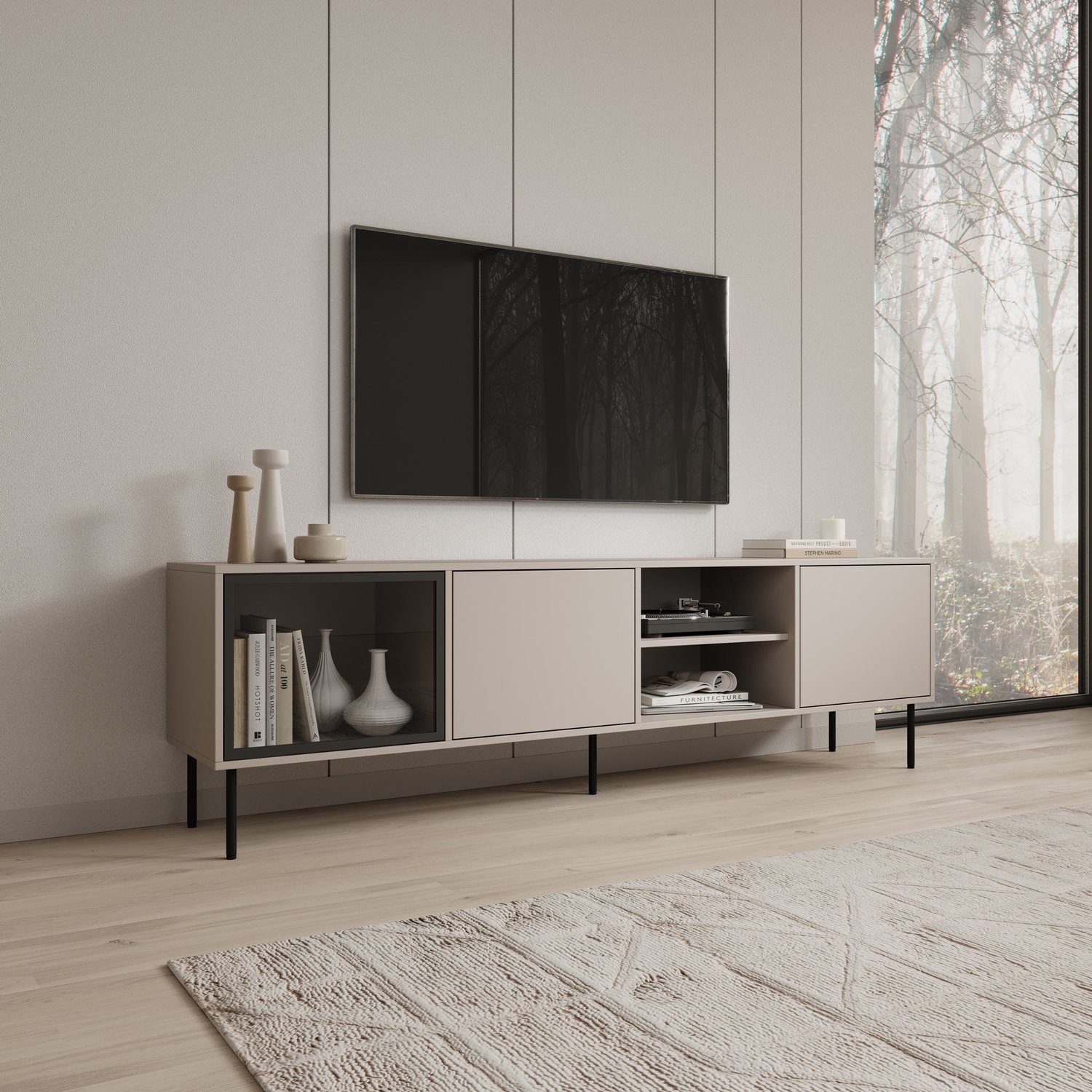 MEUBELLA Dimora - TV-Meubel - Beige - 201x40x60 cm