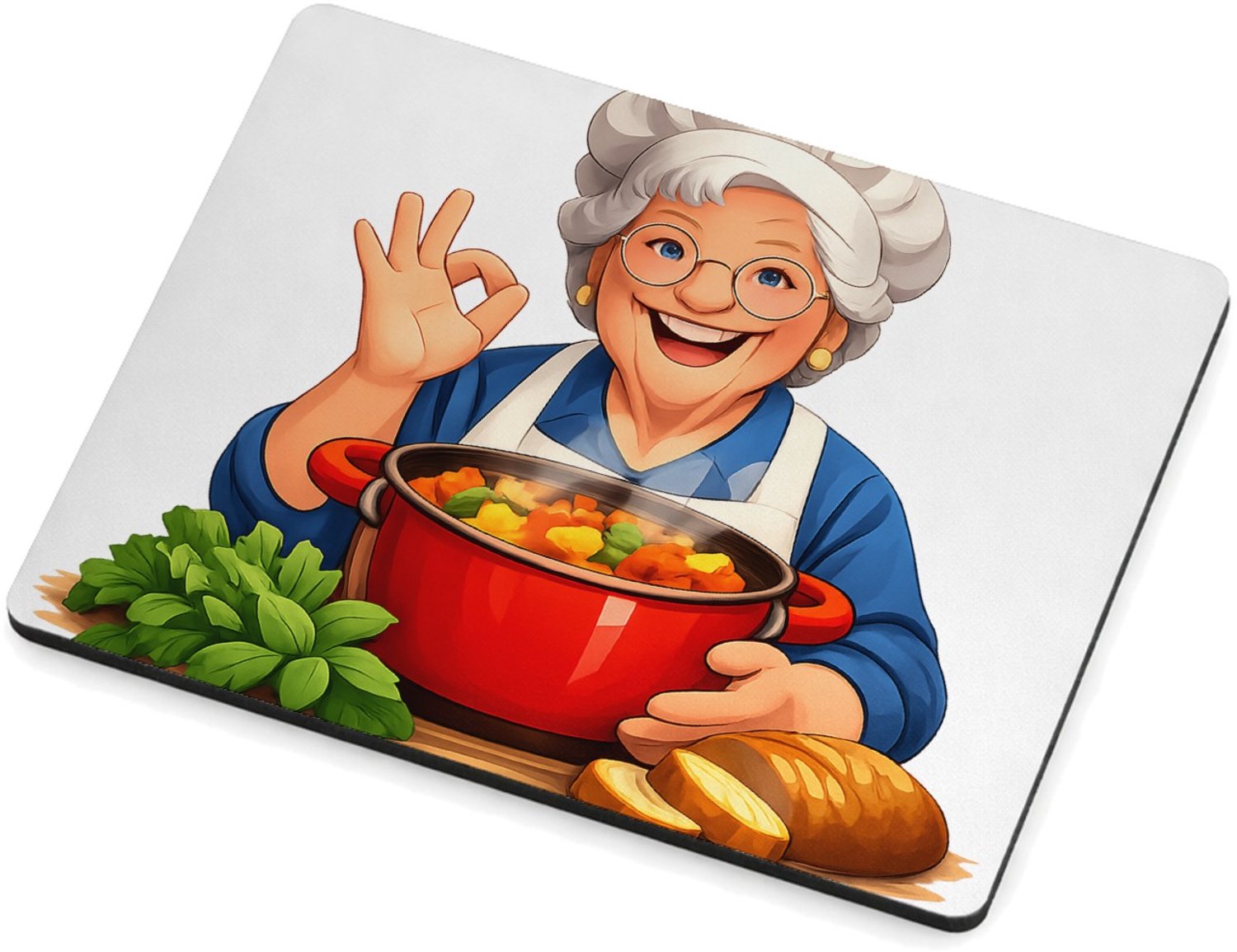 Mr Cadeautjes MDF magnetische fotolijst 9 x 7 - design Vrolijke bakker met een rijzende taart en een grote pollepel | cadeau Wit
