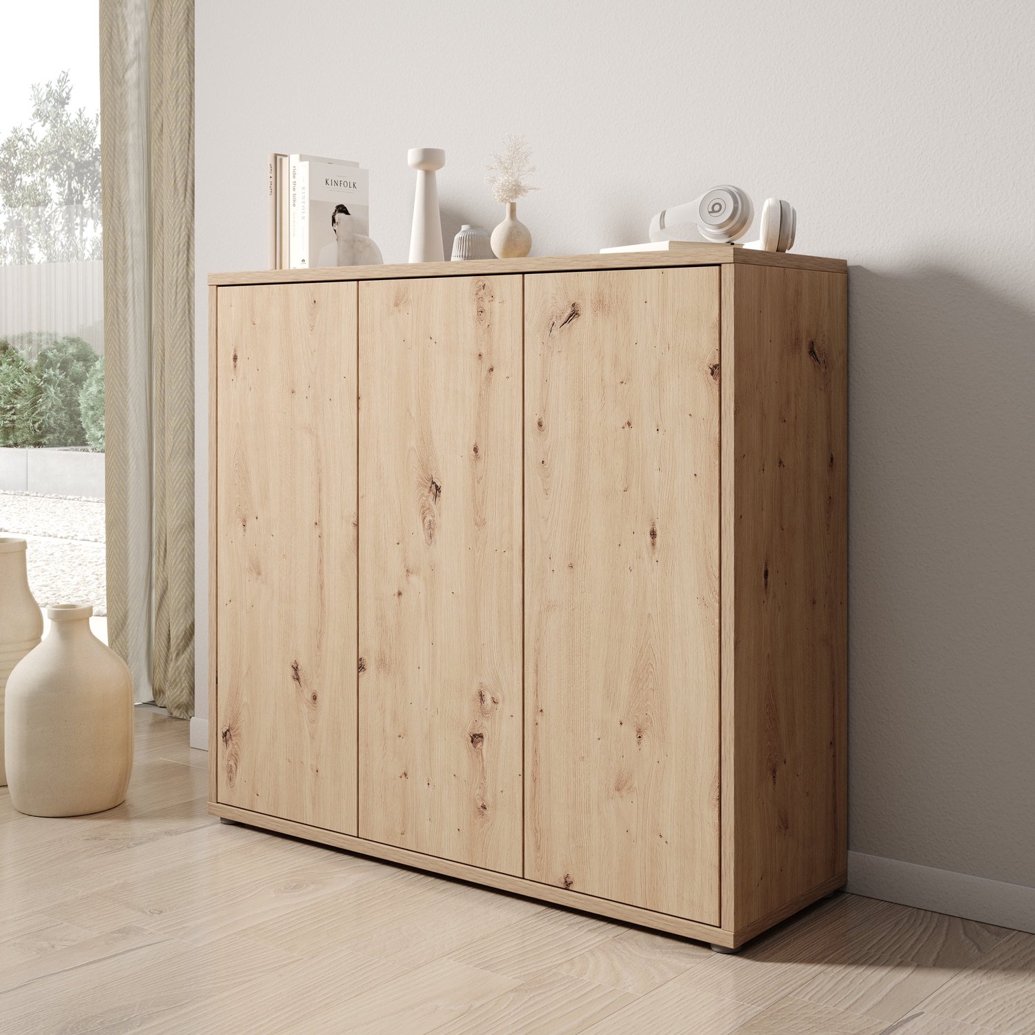 MEUBELLA Amber 2 - Schoenenkast - Eiken - 109x35x99 cm Bruin