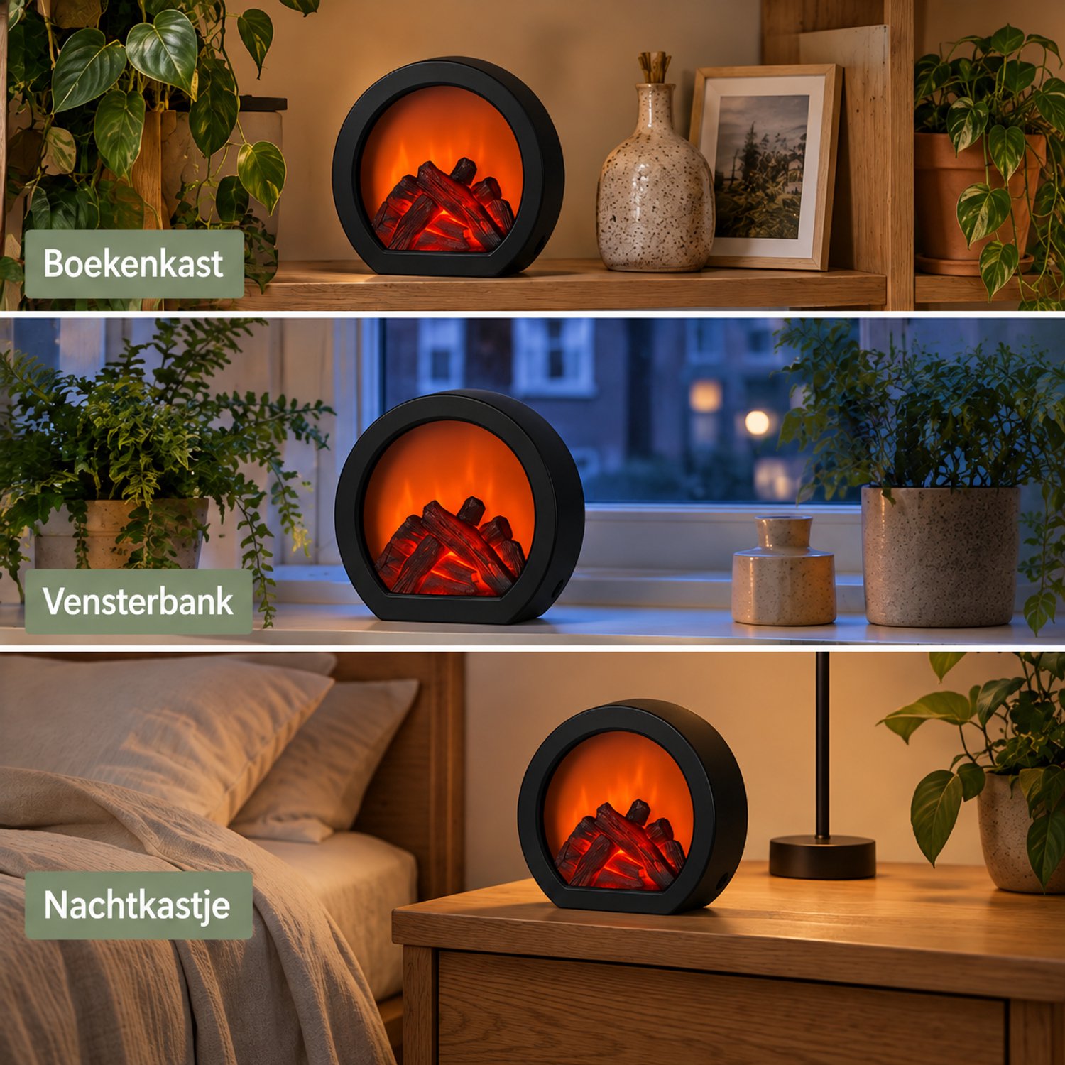 Levano Tafelhaard 20 cm - Sfeerhaard Elektrisch - Elektrische Haard - Openhaard - LED Haard - Nep Vuur op Batterij - Vuurhaard voor Binnen - LED Vuur - Sfeerverlichting - Sfeerlamp - Woondecoratie - Kerstdecoratie - Lamp op Batterijen – foto 4